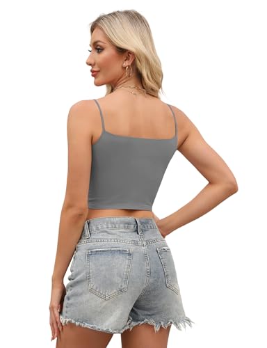 Image of Buauty 2 & 4 Packs Crop Tank Top for Women, Basic Solid Cropped Double Layer Spaghetti Strap Short Sleeveless Camisole
