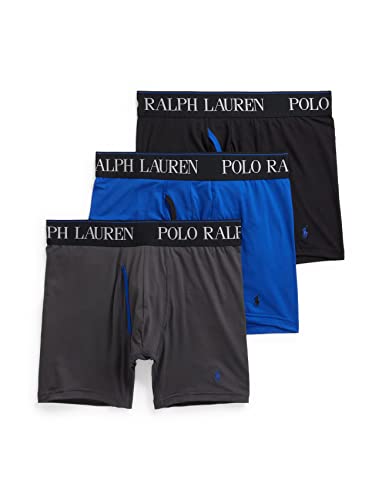 POLO RALPH LAUREN Men's 4D Flex Cooling Microfiber Boxer Briefs, Long Leg & Trunks Available, 3-Pack
