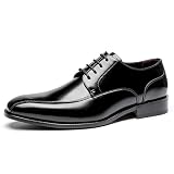 Uomo Classico Oxford Moderno Formale Lace Up Dress Shoes Scarpe da Sposa,Nero,38 EU