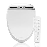 iMeshbean Bidet Toilet Seat Elongated, Electric Heated Seat with Remote Control & Automatic Deodorization, Self-Clean Nozzle, Soft Close Lid, LCD Display Night Light, Air Drying for Two-piece Toilet