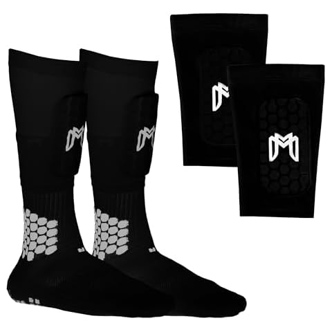 MediCaptain Ankle Protect Grip Socks and Built-in Shin Pad Sleeves Bundle Pack (Black) Cover