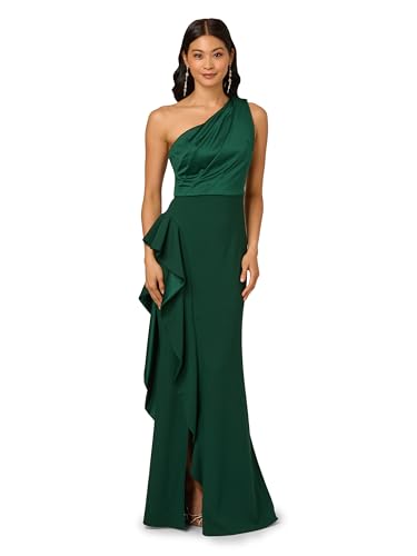 Image of Adrianna Papell Women's One Shoulder Satin Crepe Gown
