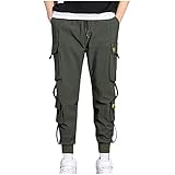 Herren Cargohose mit 6 Pocket Fashion Classic Twill Relaxed Fit Hose mit Kordelzug Elastic Loose Pencil Pants Lässige Jogginghose Fitness Laufhose