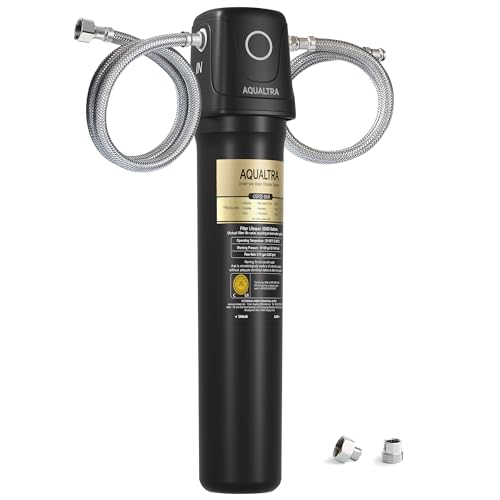 AQUALTRA USF02-BK Sistema bajo fregadero, 75700L, certificado NSF/ANSI/CAN 372, reduce PFOA, PFOS, cloro, plomo, mercurio, cloramina, fluoruro, microplásticos, mal sabor & olor