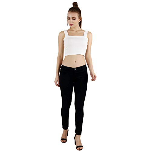 Image of POPWINGS Solid Casual Sleeveless Regular-Fit Crop Tops for Women with Front Chain| Crop Tops for Women Stylish Western Summer Wear