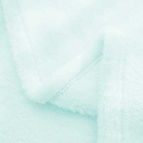 Image of Exclusivo Mezcla Plush Fuzzy Fleece Throw Blanket, Super Soft, Fluffy and Warm Blankets for Couch, Bed, All Season (Mint Green, 40x50 inches)