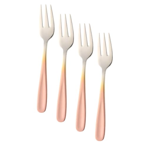ABOOFAN 4Pcs Gradient Color Stainless Steel Dessert Forks Small Appetizer Forks for Snacks Fruits and Cakes for Parties Picnics and Restaurants
