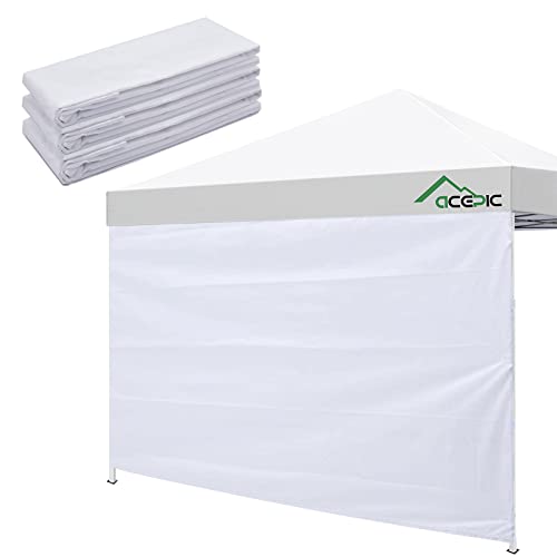 Acepic Gazebo Side Panels 3m x 3m 210D Oxford Fabric Windproof and Rainproof Privacy in 3x3M Gazebos Tent for Party Outdoor Seaside Camping 3 PCS Gazebo Sides Panels Only(White)
