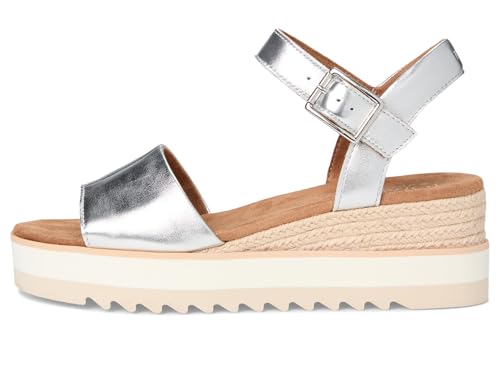 Image of TOMS Women's Diana Wedge Heel Sandal, Leather Upper, Rope-Wrapped Midsole, Adjustable Strap, Buckle, OrthoLite Insole