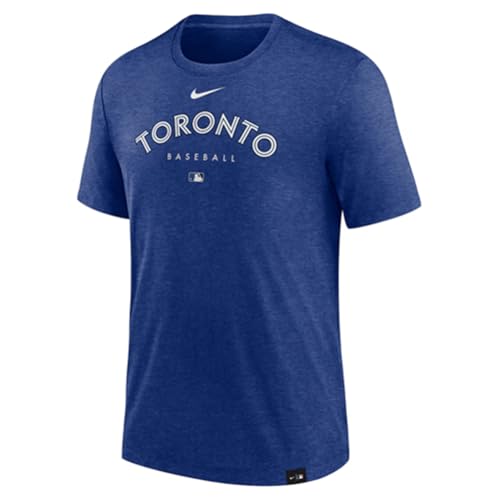 Nike Men's Authentic Collection Early Work Tri-Blend Performance T-Shirt (US, Alpha, Medium, Regular, Regular, Blue, Toronto Blue Jays)