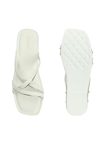 Image of Iconics Women's Fashionable Slip On Sandals Colour-White, Size-UK 8