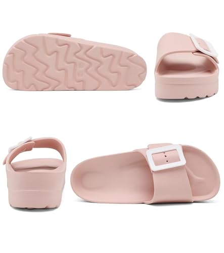 Image of Haifago Women's Platform Sandals with Arch Support, Summer Beach Slides Adjustable Buckle Comfortable Lightweight EVA Slip on Slide