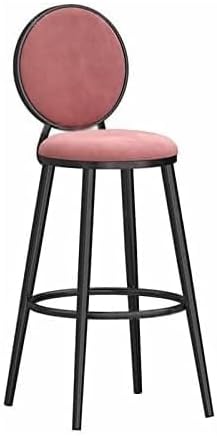 Barstools Kitchen Stools Home Backrest Bar Chairs with Comfortable Cushion and Footrest for Kitchen Breakfast Counter High Stools (55 cm, Pink)