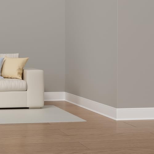 Image of Duzzy Flexible Baseboard Trim, 6 Inch(H) x 20 Feet(L) Peel and Stick Vinyl Baseboard Molding Trim, Self-Adhesive Wall Base Cove Base