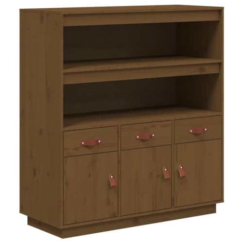 vidaXL Buffet Haut, Armoire avec 2 Étagères, Meuble de Rangement avec 3 Tiroirs et Portes,...