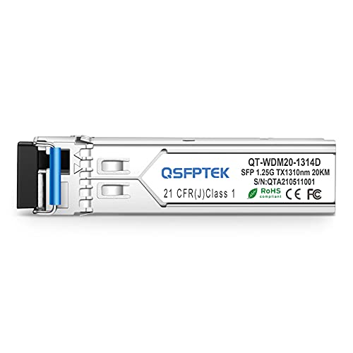 Image of QSFPTEK 1.25g BIDI SFP 20km Tx1490 / Rx1310nm DDM LC WDM Transceiver widely Compatible Optic Fiber Transceiver Module, up to 20km -1pair