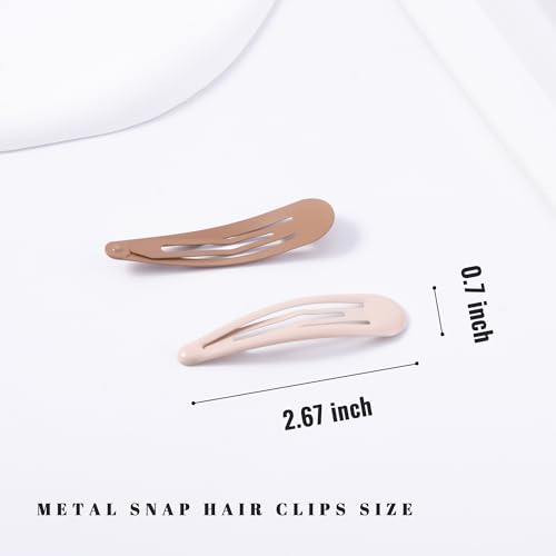 Metal Snap Hair Clips Water Drop No Slip Hair Barrettes for Women Large Hair Clips For Thick And Thin Fine Hair,Black Brown Beige,2.67 x 0.7 Inches,12 PCS
