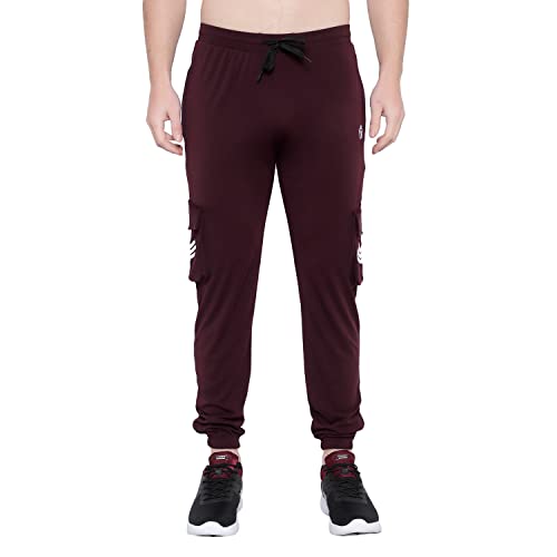 Image of BLUE STAR SHARK Men's Premium Stretchable Cargo Joggers | Regular Fit, Stylish Track Pants with Pockets | Soft Smooth Feel, Logo on Front, Comfortable Everyday Wear