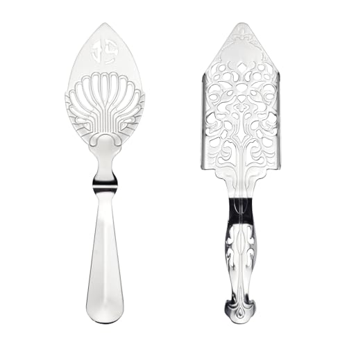 2 cucchiai di assenzio, in acciaio inox 304, cucchiai di assenzio multifunzionali, cucchiaini da caffè, cocktail bar, tazza di vetro, filtro per bere per utensili da cucina (argento)