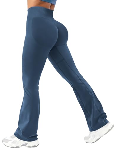 Ieumaz Scrunch Butt Lifting Flare Leggings for Women Seamless Mid Low Waist Tummy Control Workout...