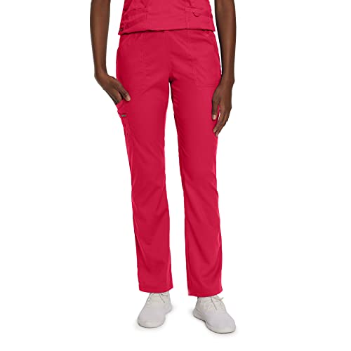 Landau Proflex Tailored Fit Stretch 5-Pocket Cargo Scrub Pants for Women 2042 True Red SML