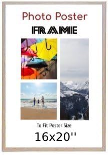Beech 16x 20 Inch Poster Frames - 16 x 20 Inch Frame- Large MDF Wooden Frames 16x20'' - Both Ways Wall Hanging Wall Gallery Living Room Picture Frame With Shatterproof Perspex Sheets