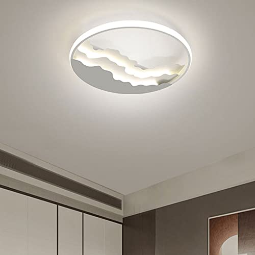 IOPILJKL Luz de techo ultrafina Lámpara de techo LED para interiores Luces de techo redondas creativas Lámpara de techo de montaje empotrado Decoración para el hogar para dormitorio Hotel (blanco mate Cover