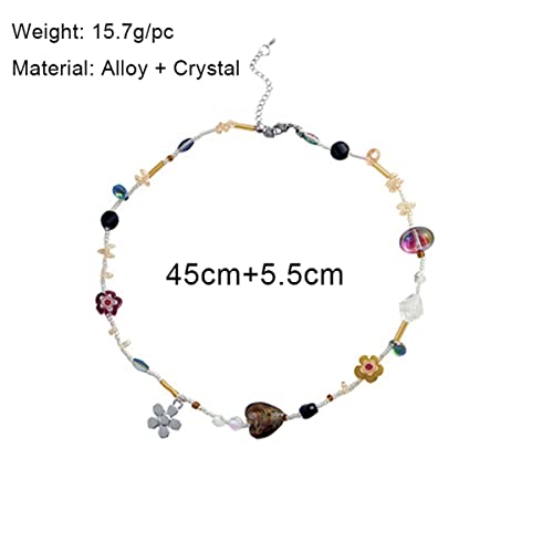 Crystal Heart Flower Beaded Necklace. Irregular Beads Necklaces Creative Choker Necklaces Jewelry Gifts for Women3