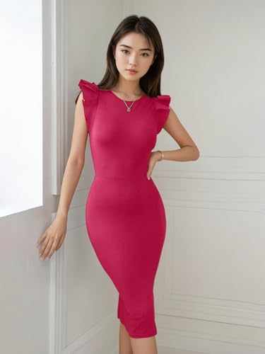 Image of KOTTY Women's Bodycon Solid Midi Dress