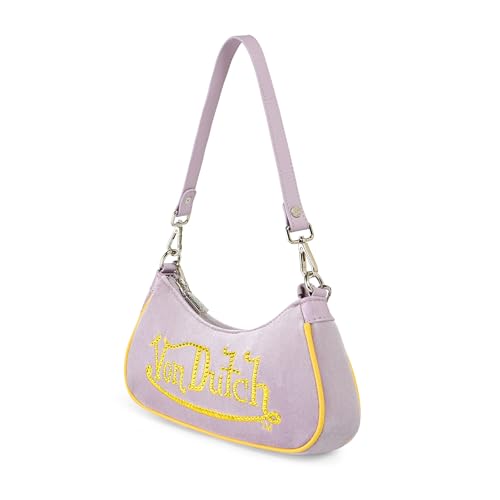 Von Dutch Purse Shoulder Bag, Velvet Handbag (Purple and Gold Rhinestone) by Von Dutch - Used condition - Image 4