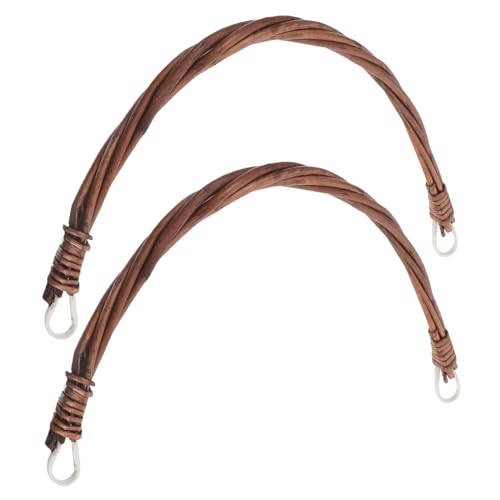 WEKAMOS 2 Pièces Panier de pique- en osier de panier en rotin Grips de remplacement pour le de saule poignée du de pique- tissé anse de en rotin Brun