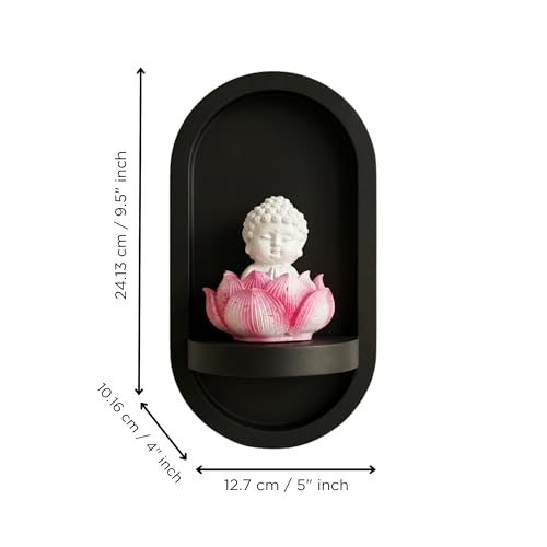 Image of eCraftIndia White Lord Buddha Idol in Pink Lotus Base | Baby Buddha Statue for Car Dashboard Office Home Decor | Gift for Diwali Housewarming Birthday