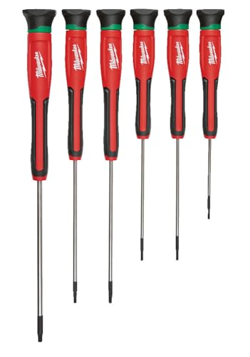 Milwaukee Set of 6 MILWAUKEE TRI-Lobe Precision Torx Screwdrivers 4932471870 Black-Red