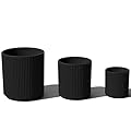 Veradek Demi Series Set of 3 Round Planters for Porch, Patio, Backyard | Durable Plastic-Concrete Material | Modern Décor for Tall Plants, Flowers