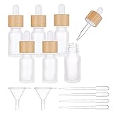 Botellas cuentagotas de vidrio: nuestro juego incluye 6 botella cuentagotas de 10 ml, Pipetas de transferencia de plástico de 4 pieza y tolva de embudo de plástico de 2 piezas. Los conjuntos pueden satisfacer sus necesidades diarias..