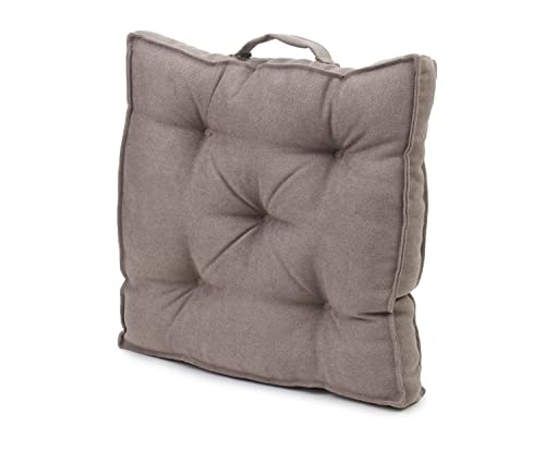 Gözze - Boxkissen mit Tragegriff, Sitzkissen, Gesteppt, Darco, 40 x 40 x 7 cm - Taupe – Ansicht 2