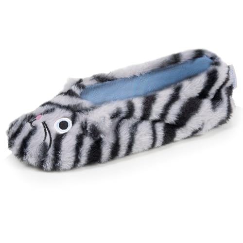 Isotoner - Zapatillas extra ligeras zapatillas bailarinas para mujer, piel sintética, suela de goma antideslizante, EU,, Gris Oscuro Tigre, 35/36 EU
