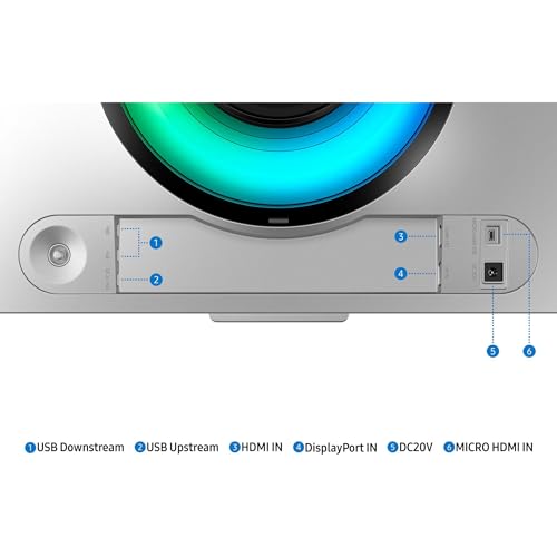 Monitor Gaming Odyssey OLED G9 (S49CG950), Curvo (1800R), 49'', 5120x1440 (DQHD), Smart Hub, 32:9, HDR10+, QD-OLED, 240Hz, 0,03ms (GtG), Compatibilità G-Sync, Micro HDMI, USB 3.0, DP, Casse - Monitor - Immagine 7