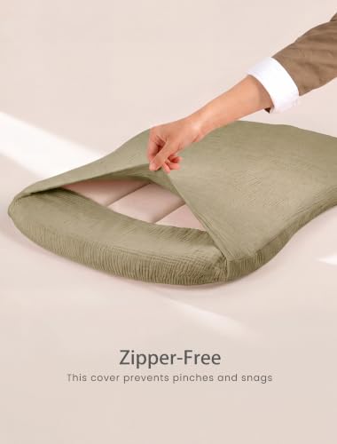 Image of Termichy Muslin Cover for Baby Lounger: Fitted for 30x20 Baby Nest | Breathable Cotton Silpcovers for Infant Support Cushion - Removable & Machine Washable for Clean Spit-up & Drool