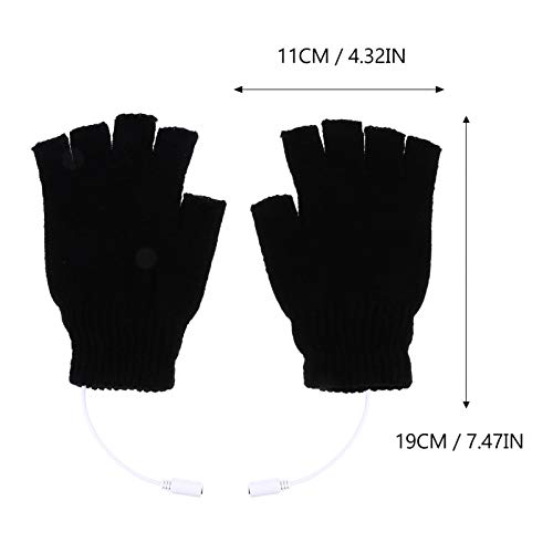 SOLUSTRE 1 par de luvas aquecidas USB elétricas meia dedo luvas de inverno térmicas tricotadas para