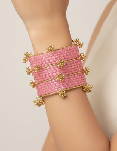 Image of Kashmiri Ghangharoo Glass Bangle Set for Women| Light Weight Bangles | Traditional Transparent Fancy Glass Chudi Set for Wedding, Party.