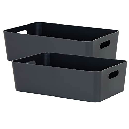#11 2x Ordnungsbox - 12 cm hoch - anthrazit - 39,5x 25 cm - Ordnungskorb - Regalorganizer Wandregal