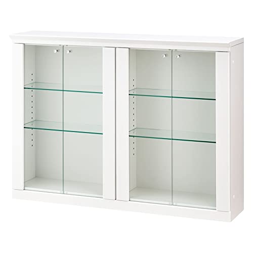 家具 収納 キッチン収納 食器棚 カウンター下収納 LEDライト付きキュリオケース 幅119cm（4枚扉） 775509