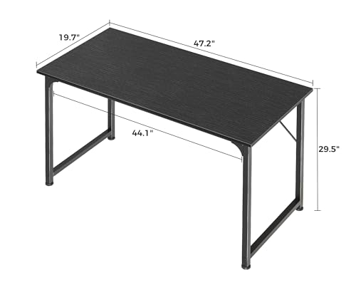 Huuger 48 Inch Office & Gaming Desk with Storage, Modern Simple Design, Large Legroom, Black Metal Frame