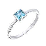 Swiss Blue Topaz Dainty Stack Square Ring Size 7