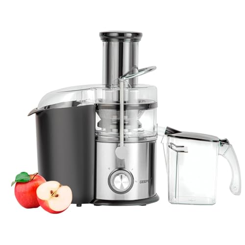 Geepas Juice Extractor, Centrifugal Juicer Machine – Whole Fruit & Vegetable Juicer – Stainless Steel Body & Extra Filter Basket – 75MM Wide Mouth with 2 Speed & Pulse Function – 2 Year Warranty, 800W