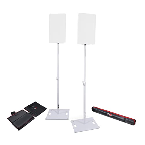 Prox X-Polaris WH Polaris Portable Speaker and Lighting Dual Stand Kit with Base Plate, Telescoping...
