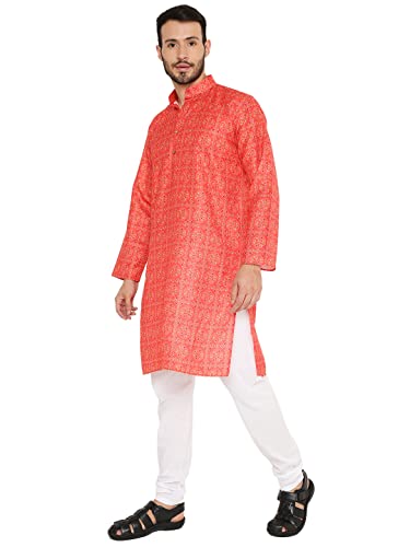 Image of Maharaja Traditional Printed Linen Kurta Pyjama Set for Men