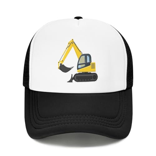 Boys' Excavator Trucker Hat for Toddler Youth, Adjustable Snapback Mesh Baseball Cap for Boys Girls Teens