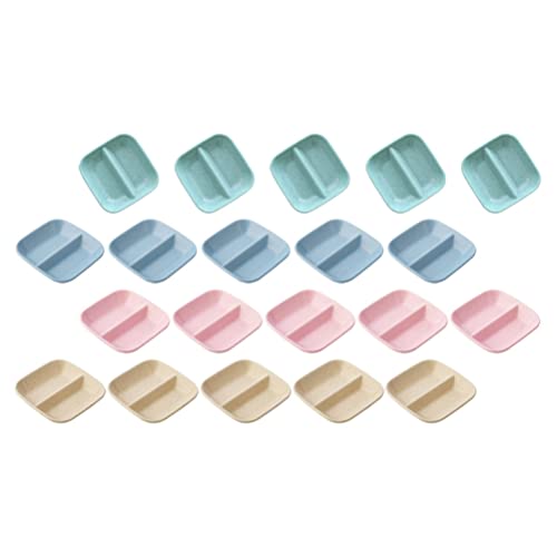 Hemoton 20Pcs Seasoning Plates Divided Sauce Dishes Side Dish Dipping Bowl Wheat Straw Appetizer Bowl Relish Plate Snack Plate Dish Tray Assorted Color #TOP8